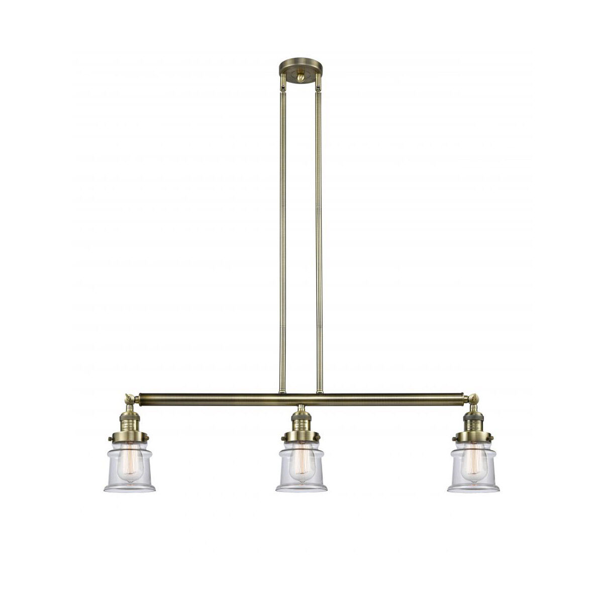 Franklin Restoration Small Canton 3 Light 39 inch Antique Brass Island Light Ceiling Light in Incandescent, Clear Glass, Franklin Restoration