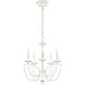 Priscilla 5 Light White Chandelier Ceiling Light in White Pearl, Adjustable Height