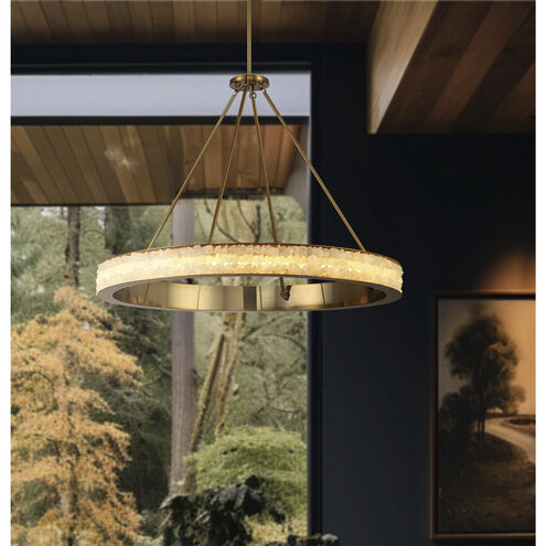 Divinely LED 36.75 inch Celeste Brass Chandelier Ceiling Light