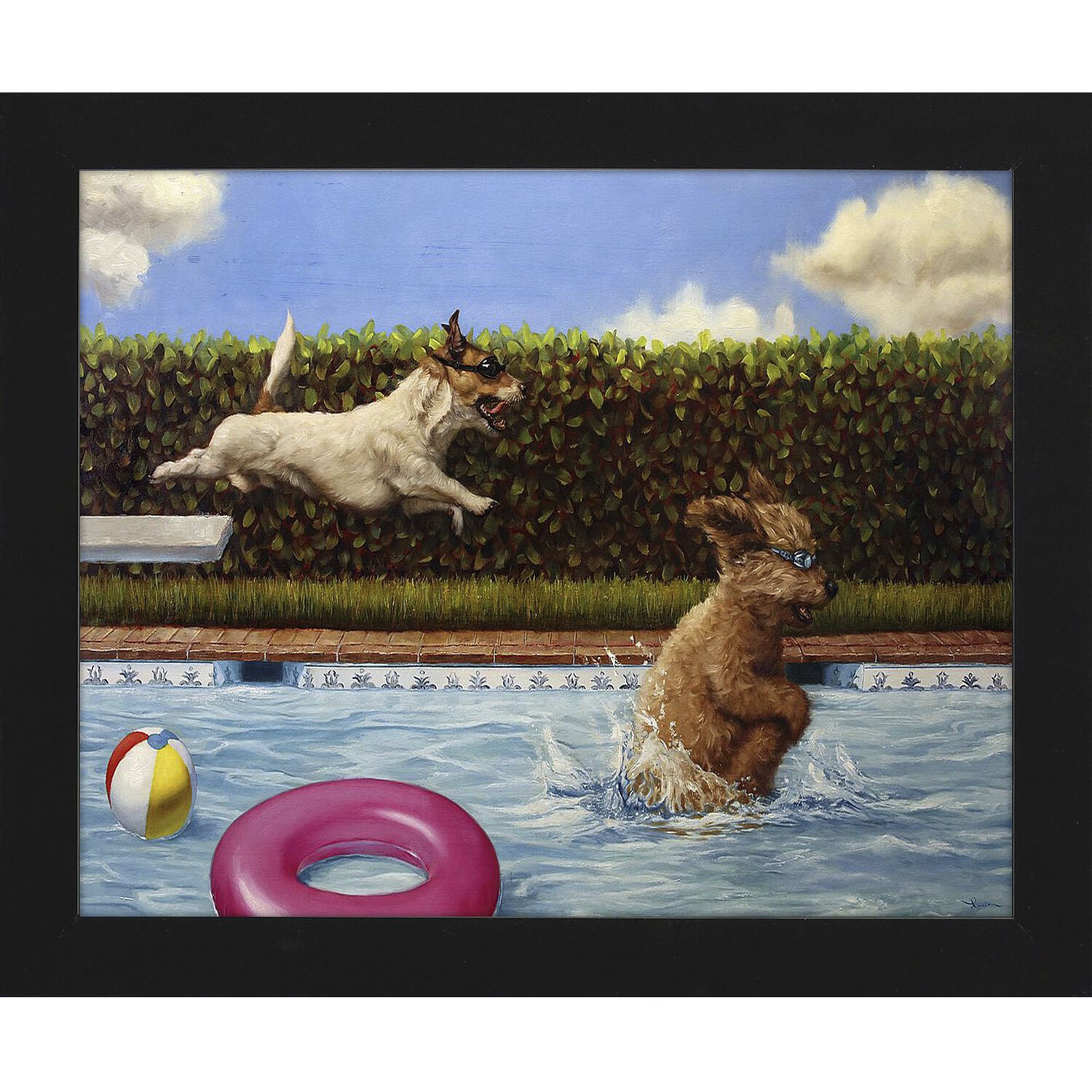 Pool Party II 11 X 9 inch Non-Glass Framed Art, Propac
