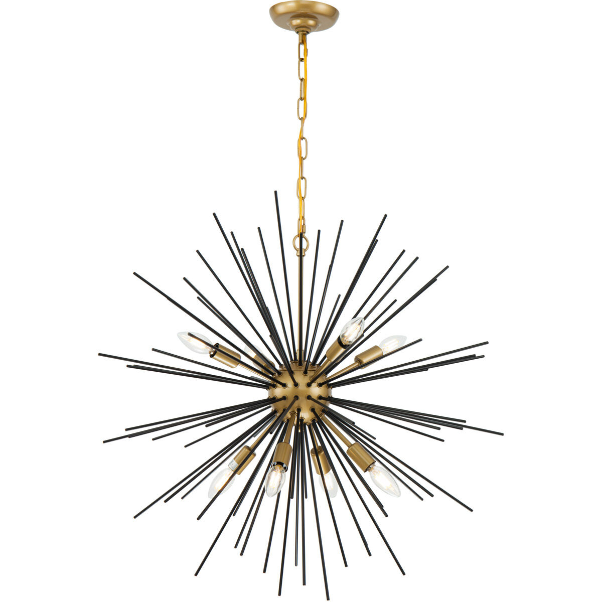 Timber 8 Light 30 inch Brass and Black Pendant Ceiling Light