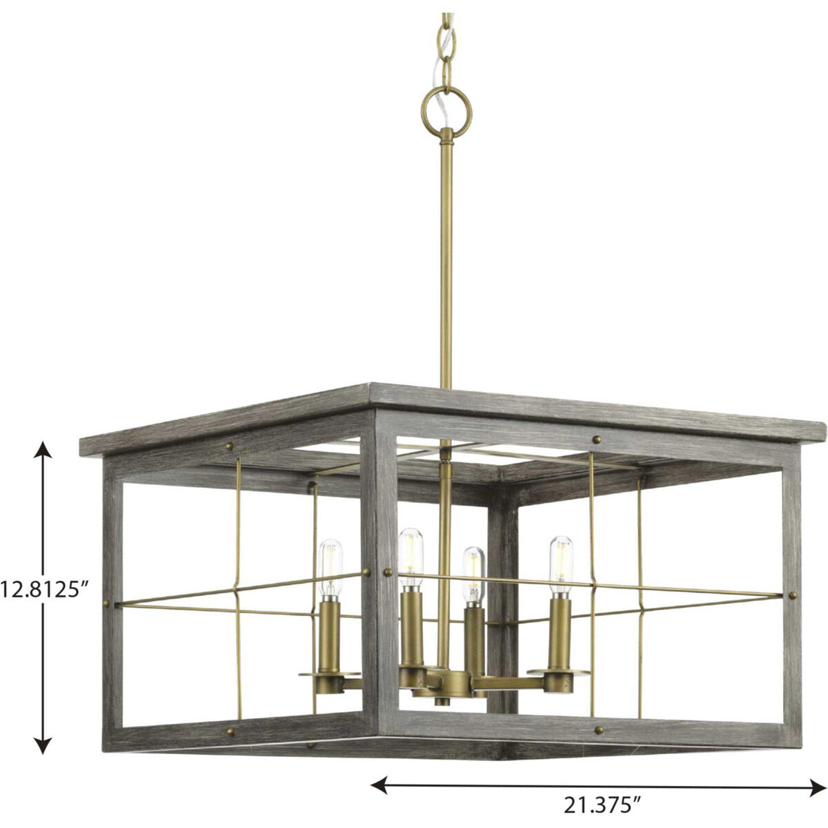Hedgerow 4 Light 21 inch Distressed Brass Chandelier Ceiling Light