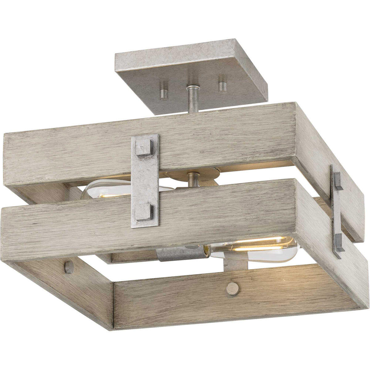 Hemsworth 2 Light 13.5 inch Galvanized Semi-Flush Mount Ceiling Light