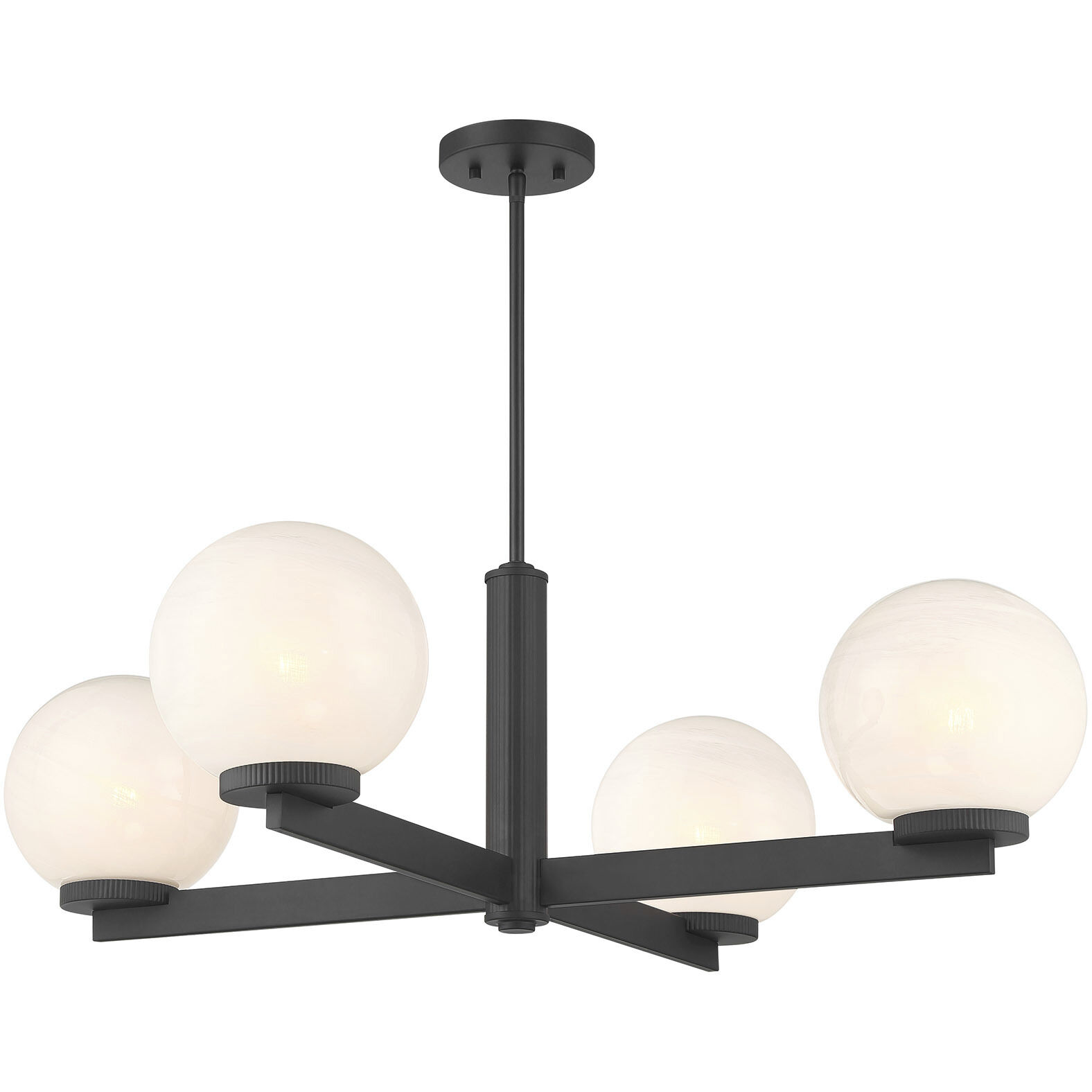 Modern 4 Light 38 inch Matte Black Chandelier Ceiling Light