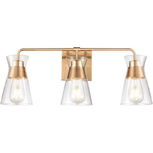 Brookville 3 Light 22 inch Burnished Brass Vanity Light Wall Light
