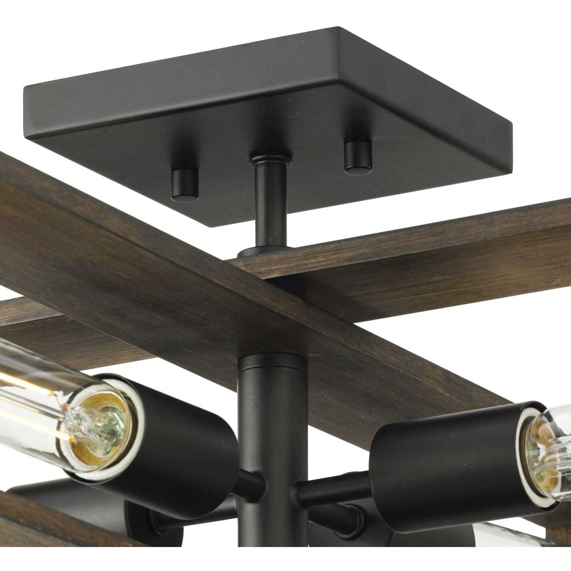 Boundary 4 Light 24 inch Matte Black Semi-Flush Mount Ceiling Light, Design Series