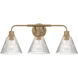Pleated 3 Light 25 inch Premium Bronze Vanity Light Wall Light