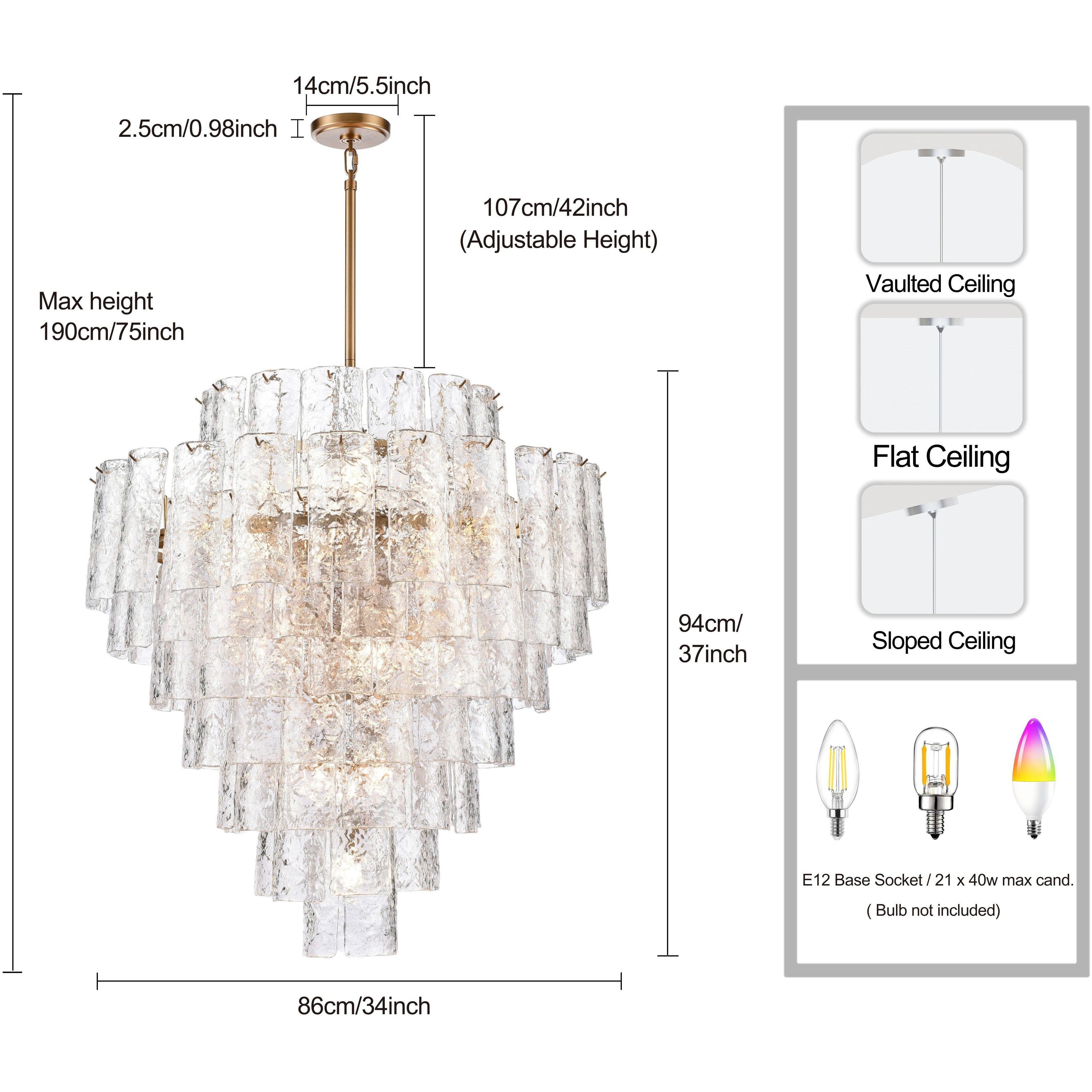 Fire and Ice 21 Light 34 inch Lacquered Gold Chandelier Ceiling Light in Clear Glass