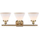 Ballston Large Cone 3 Light 26 inch Brushed Brass Bath Vanity Light Wall Light in Matte White Glass