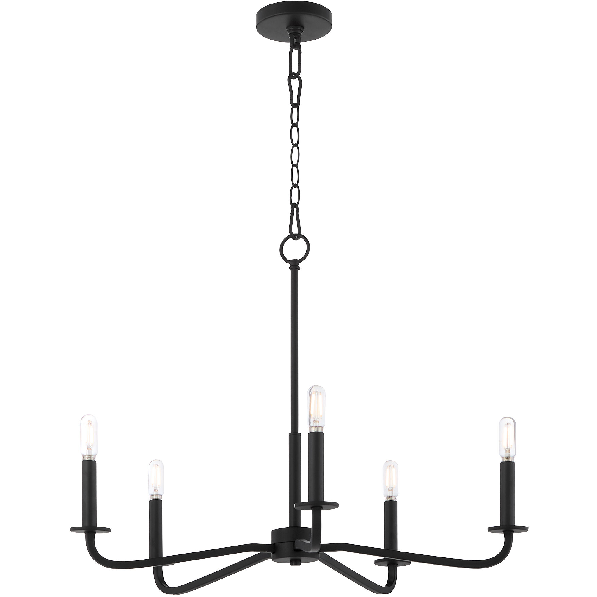 Rutherford 5 Light 24.5 inch Matte Black Chandelier Ceiling Light