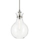Laria 1 Light Polished Nickel Pendant Ceiling Light in Clear