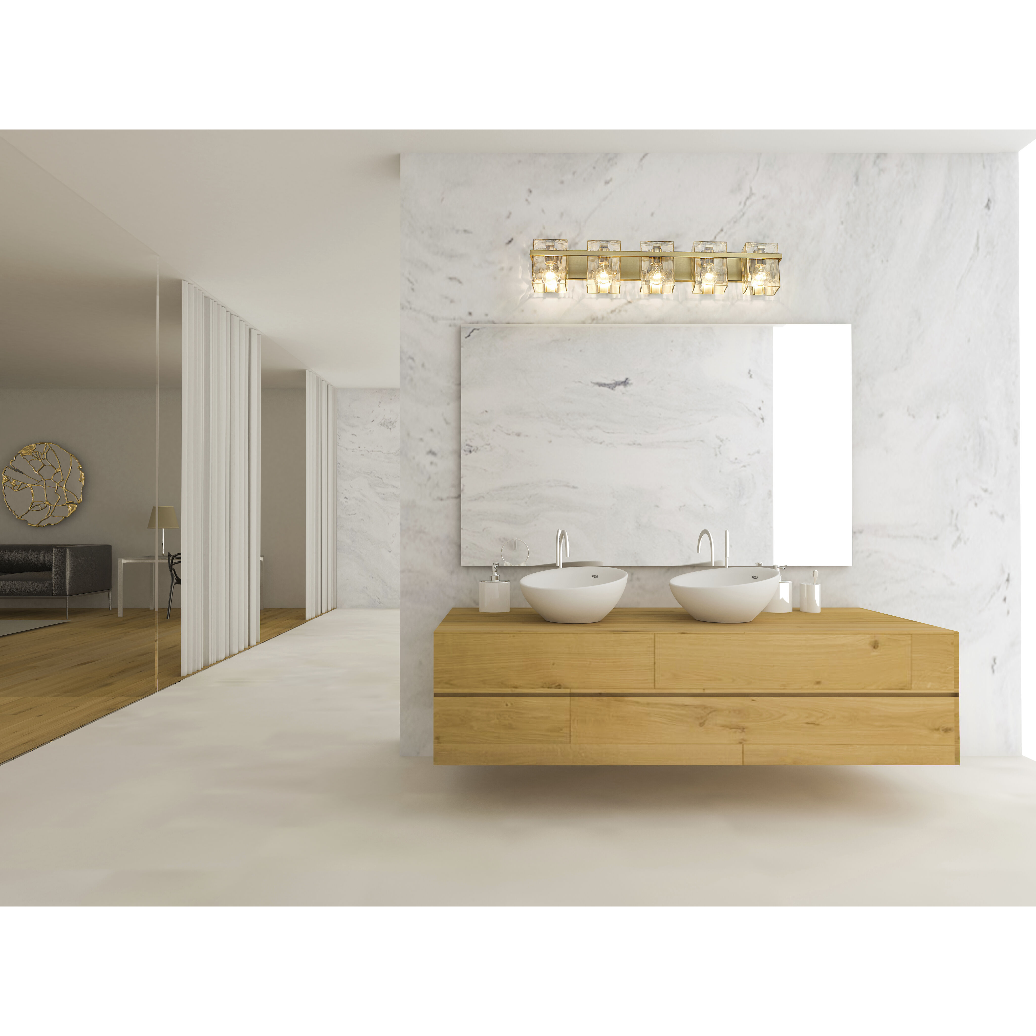 Bennington 5 Light 36.25 inch Modern Gold Vanity Wall Light