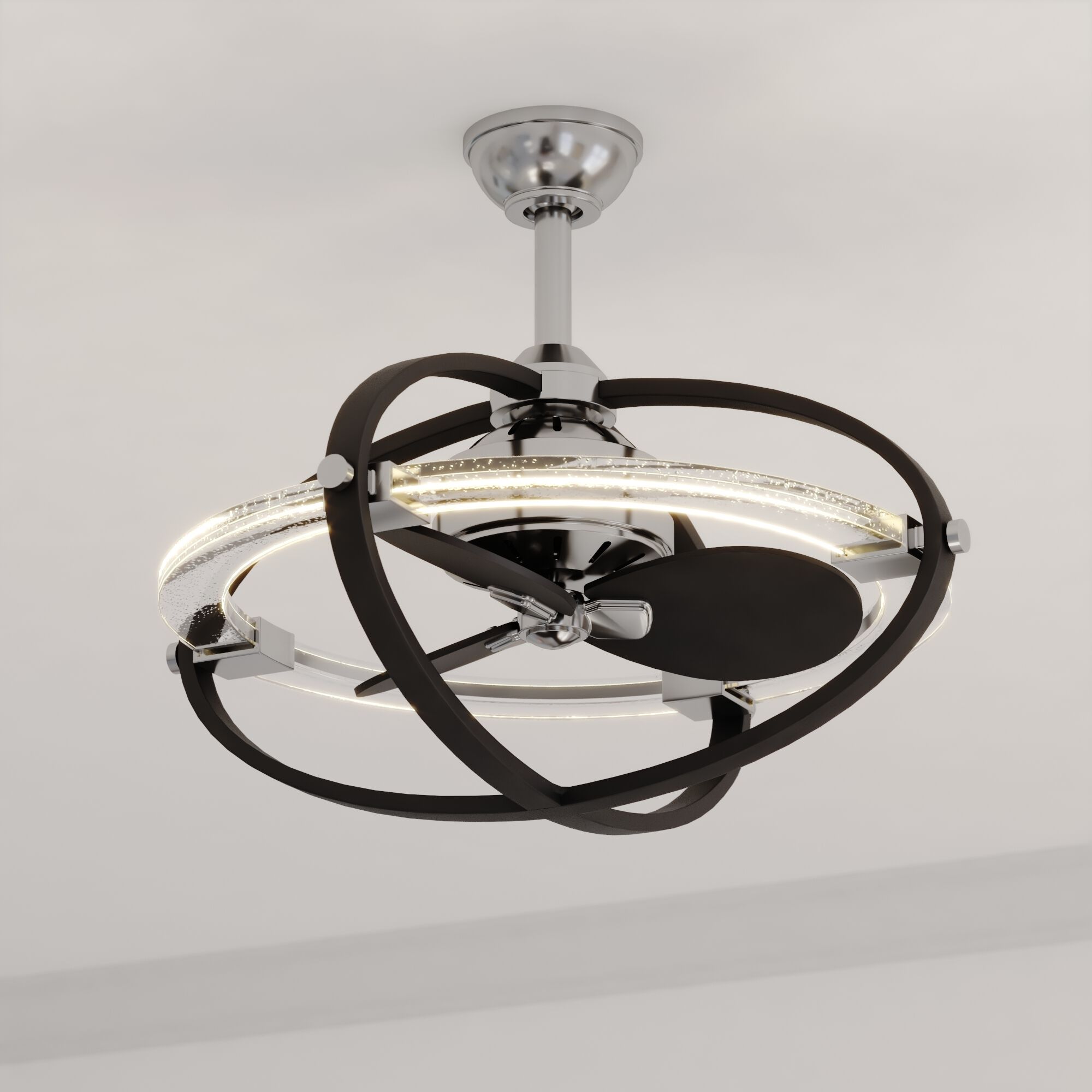 Galileo 7.72 inch Satin Nickel and Black with Matte Black Blades Ceiling Fan