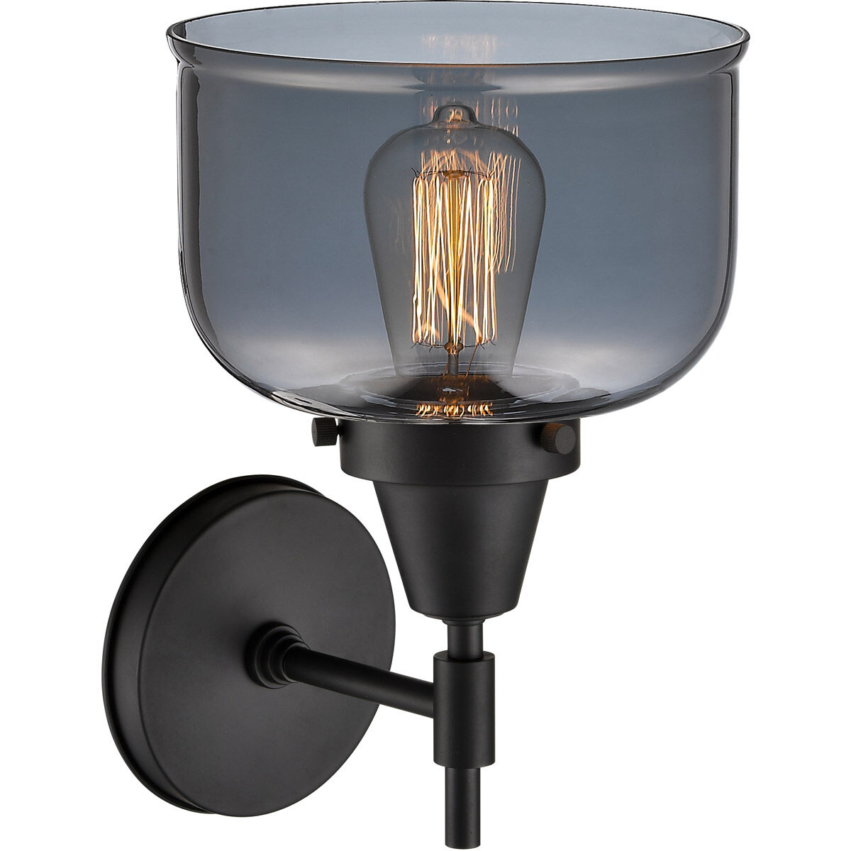 Caden 1 Light 7 inch Matte Black Sconce Wall Light in Plated Smoke Glass