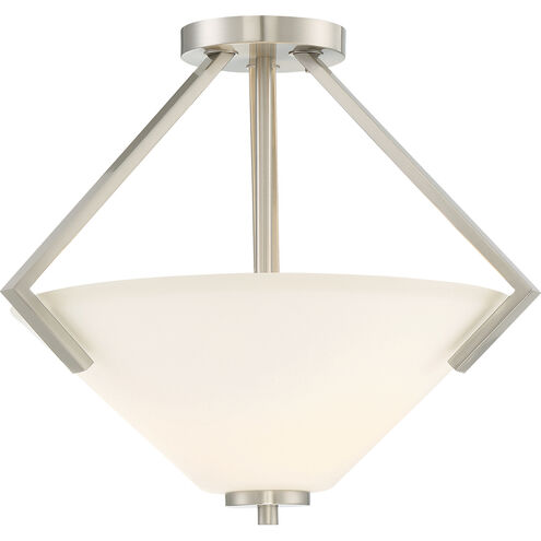 Nome 2 Light 16 inch Brushed Nickel Semi Flush Mount Ceiling Light