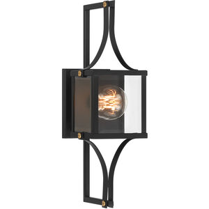 Raeburn 1 Light 18 inch Matte Black with Burnished Brass Outdoor Wall Lantern