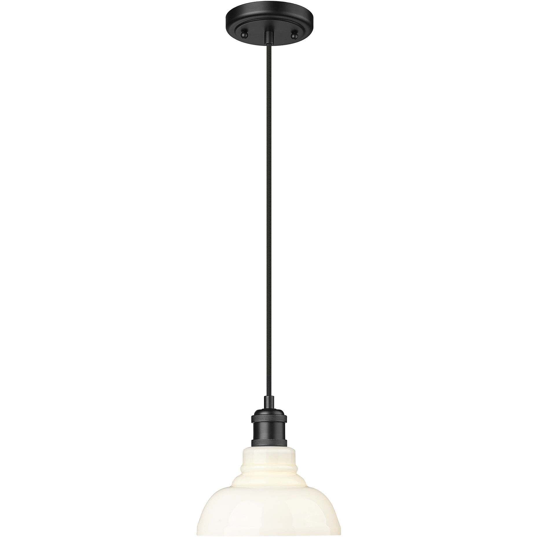 Yep Carver Pendant Ceiling Light in Matte Black, Vintage Milk Glass