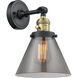 Franklin Restoration Large Cone LED 8 inch Black Antique Brass Sconce Wall Light, Franklin Restoration