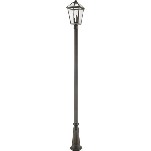 Talbot 3 Light 113.75 inch Oil Rubbed Bronze Outdoor Post Mounted Fixture in Seedy Glass
