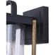 Aki 1 Light 12 inch Black and Wood Outdoor Wall Lantern
