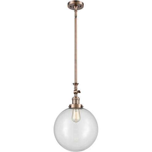 Franklin Restoration Beacon 1 Light 12 inch Antique Copper Mini Pendant Ceiling Light in Incandescent, Clear, Franklin Restoration