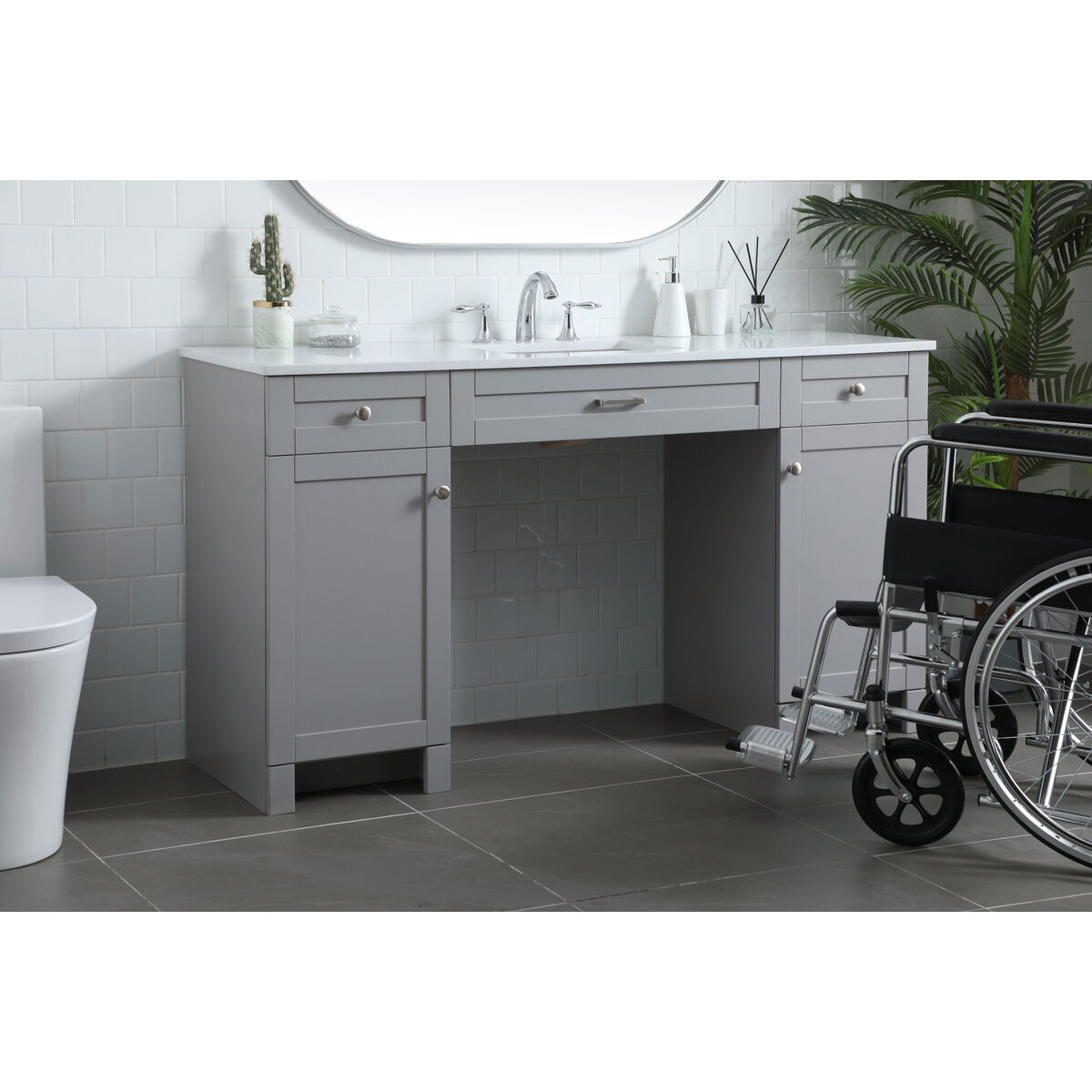 Cooper 60 X 19 X 34 inch Grey Vanity Sink Set