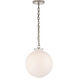 Thomas O'Brien Katie4 1 Light 12 inch Polished Nickel Globe Pendant Ceiling Light in White Glass