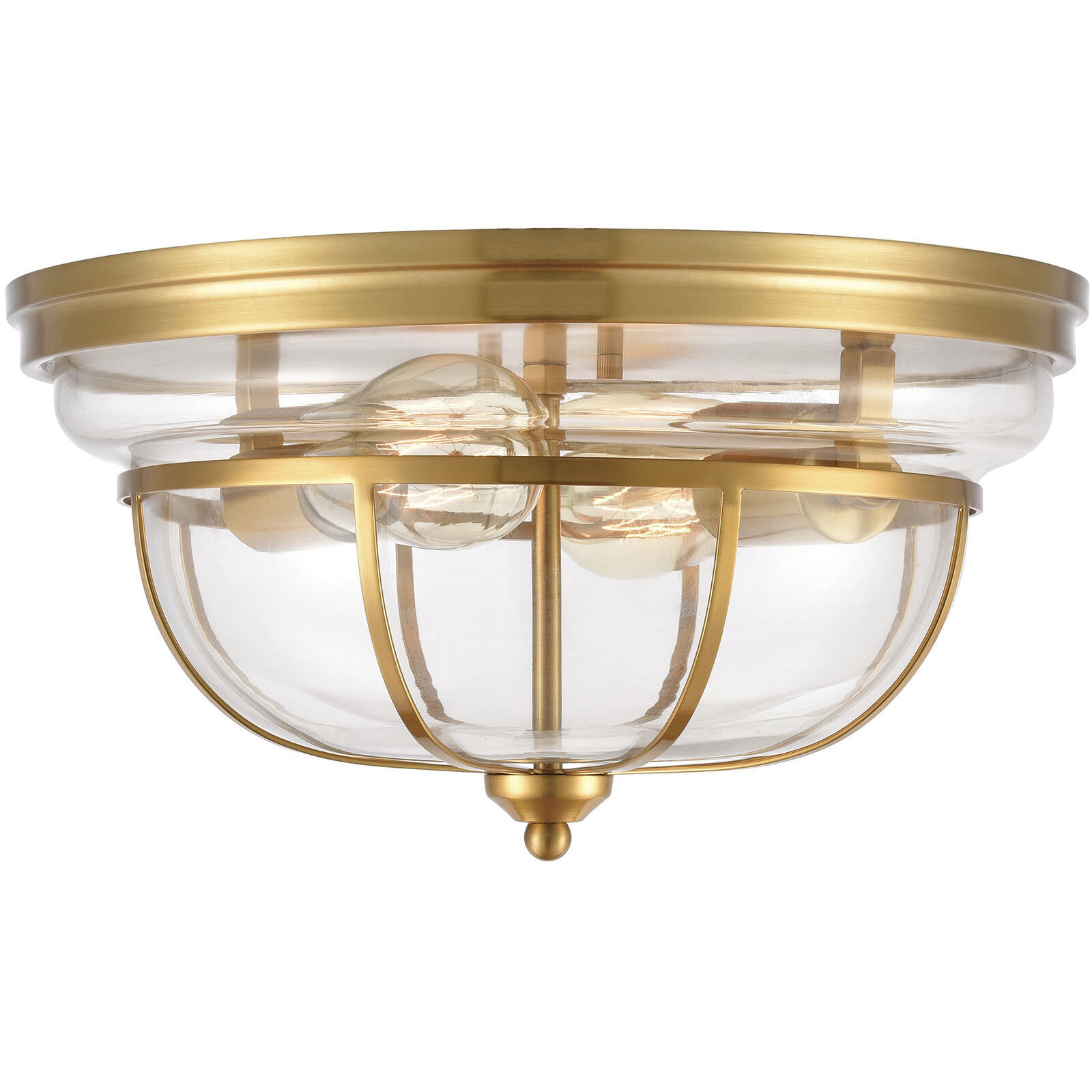 Manhattan Boutique 2 Light 13 inch Brushed Brass Flush Mount Ceiling Light