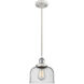 Ballston Large Bell LED 8 inch White and Polished Chrome Mini Pendant Ceiling Light in Seedy Glass