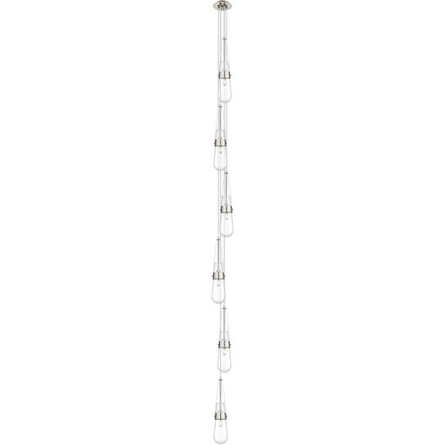Milan 6 Light 6.38 inch Brushed Satin Nickel Multi Pendant Ceiling Light in Clear Glass, Cord Hung
