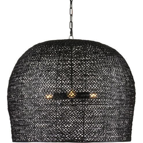 Piero 3 Light 31.5 inch Satin Black Pendant Ceiling Light, Large