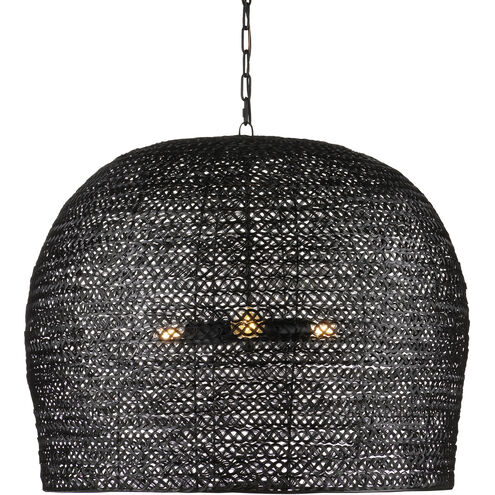 Piero 3 Light 31.5 inch Satin Black Pendant Ceiling Light, Large