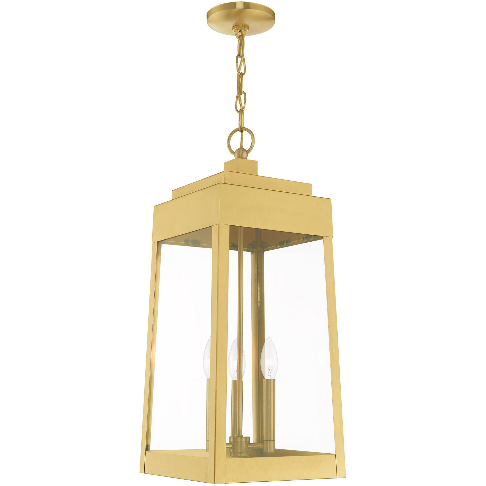 Oslo 3 Light 11 inch Satin Brass Outdoor Pendant Lantern