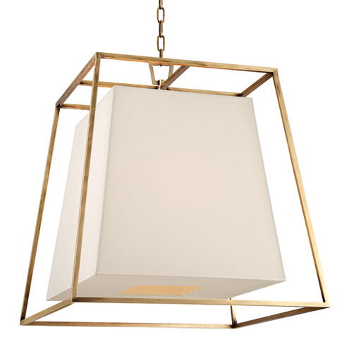 Kyle 6 Light 24 inch Aged Brass Chandelier Ceiling Light in White Faux Silk