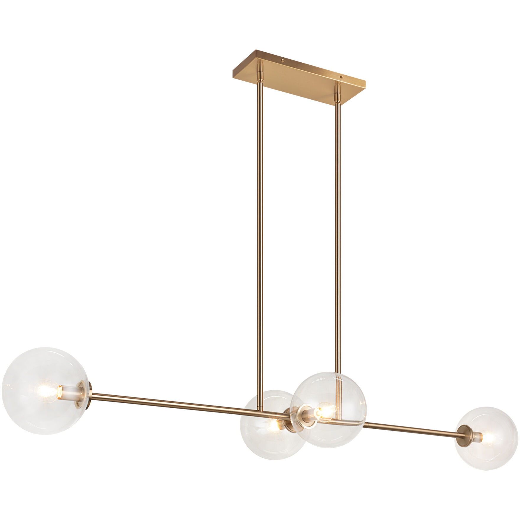 Novo 4 Light 47.88 inch Aged Gold Brass Pendant Ceiling Light in Aged Gold Brass and Clear