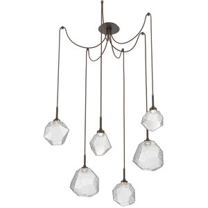 Gem LED 17 inch Flat Bronze Swag Multi-Pendant Ceiling Light in Clear, 2700K LED