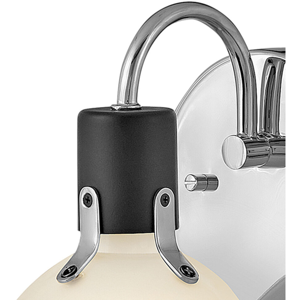 Argo 1 Light 7.25 inch Chrome with Black Vanity Light Wall Light