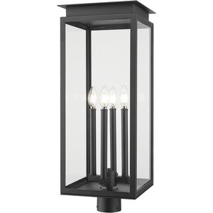 Nova 4 Light 27.5 inch Black Outdoor Post Mount Fixture in Clear Glass