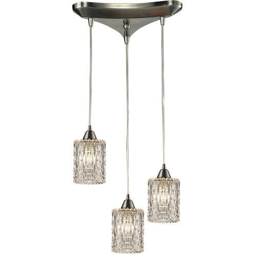 Kersey 3 Light 10 inch Satin Nickel Multi Pendant Ceiling Light, Configurable