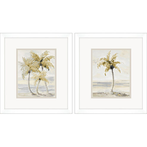 Gold Palm in Paradise Beige and Gray and Neutral Framed Art