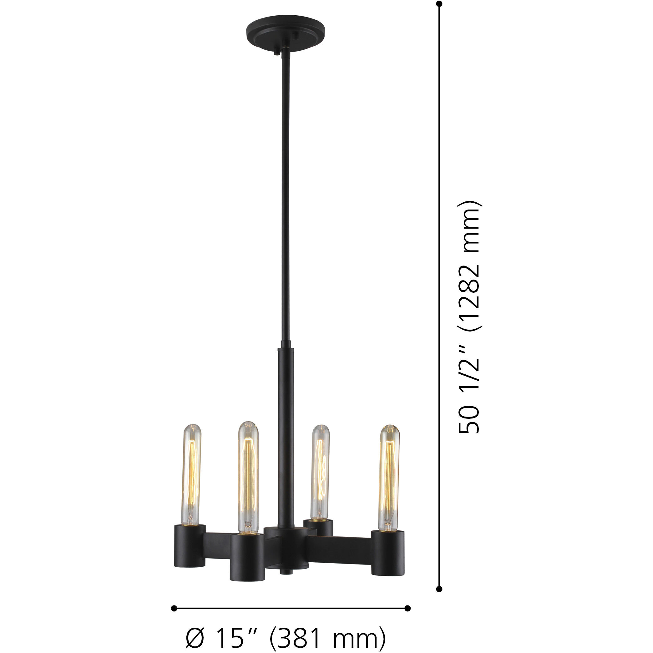 Broyles 4 Light 15 inch Matte Black Chandelier Ceiling Light