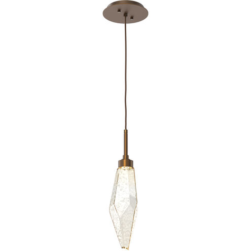 Rock Crystal LED 3.9 inch Flat Bronze Pendant Ceiling Light in Chilled Amber, 2700K LED