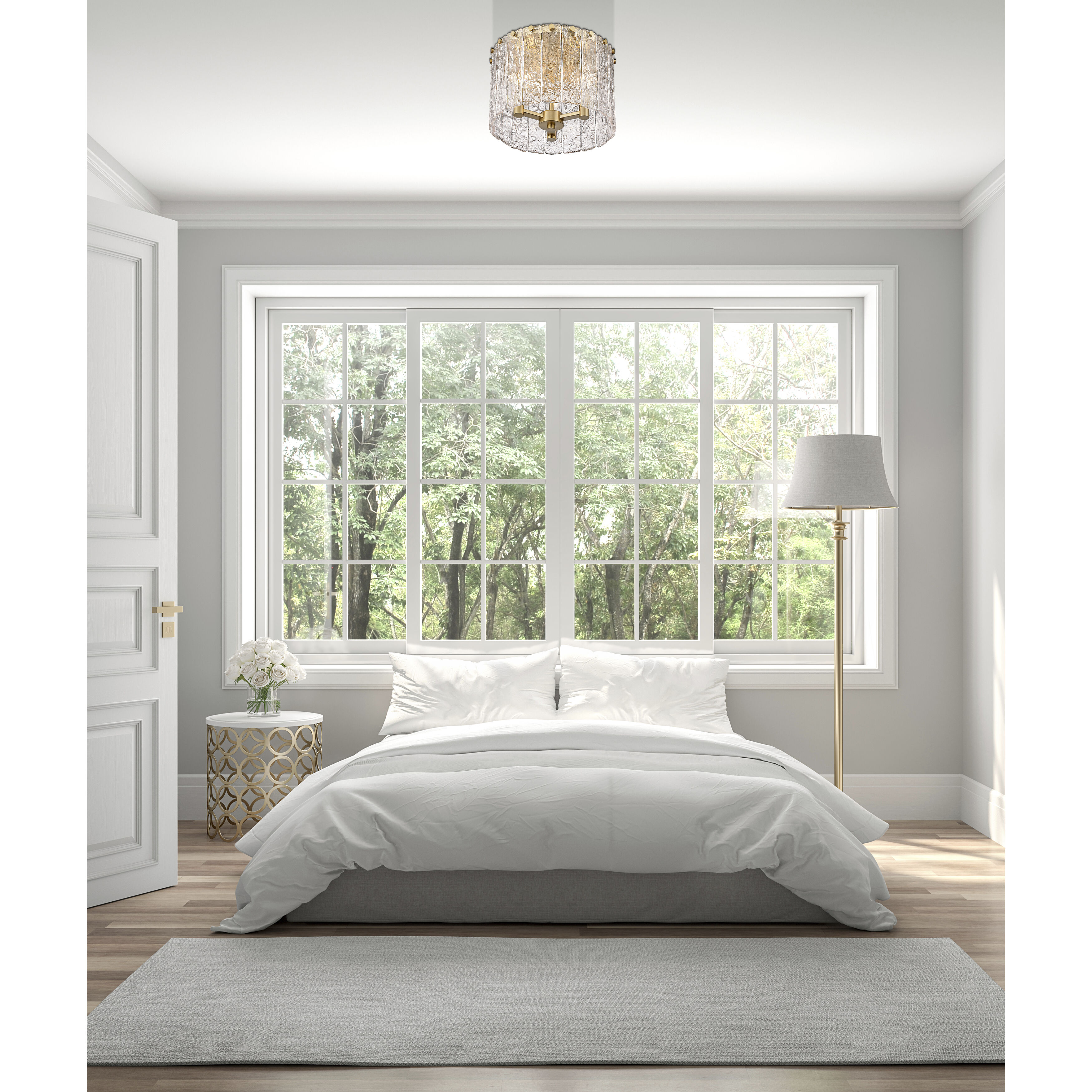 Glacier 3 Light 12.5 inch Modern Gold Flush Mount Ceiling Light