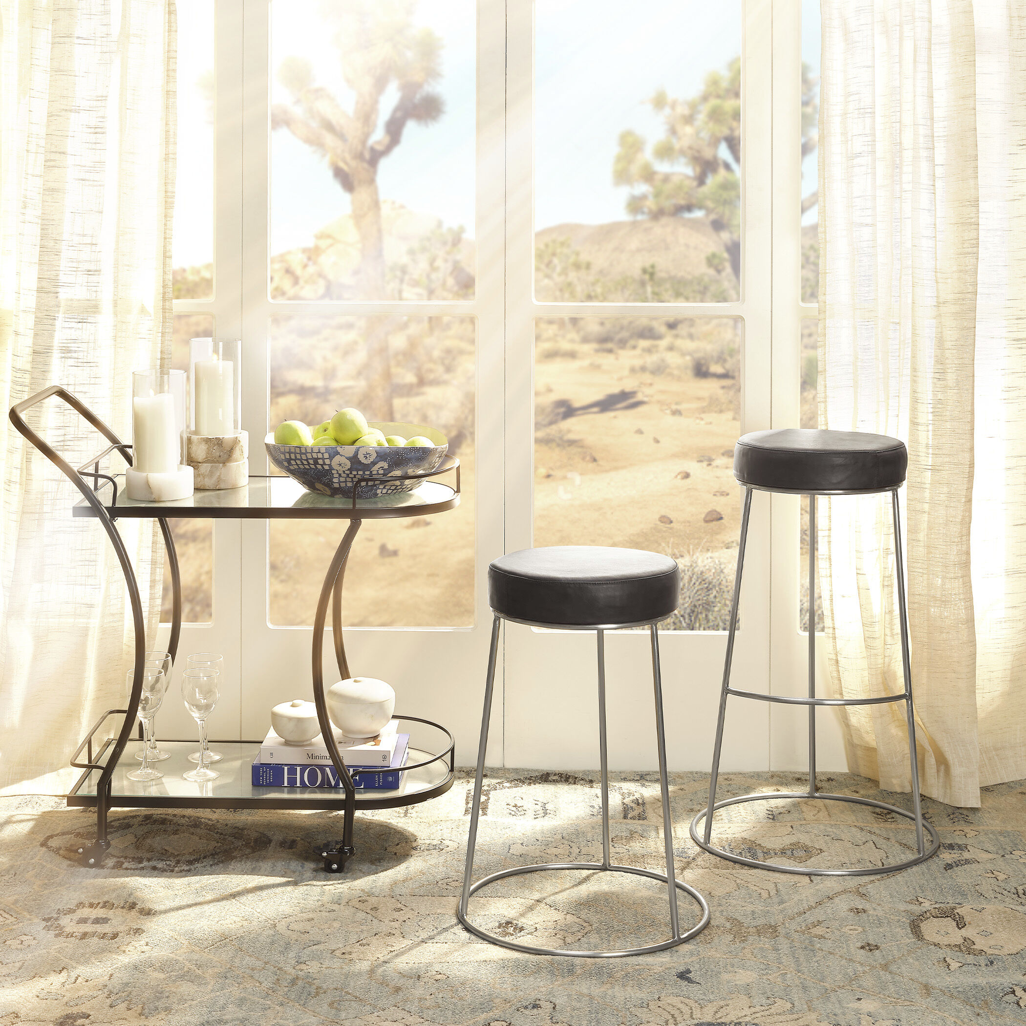 Henry 24 inch Matte Charcoal and Pewter Counter Stool