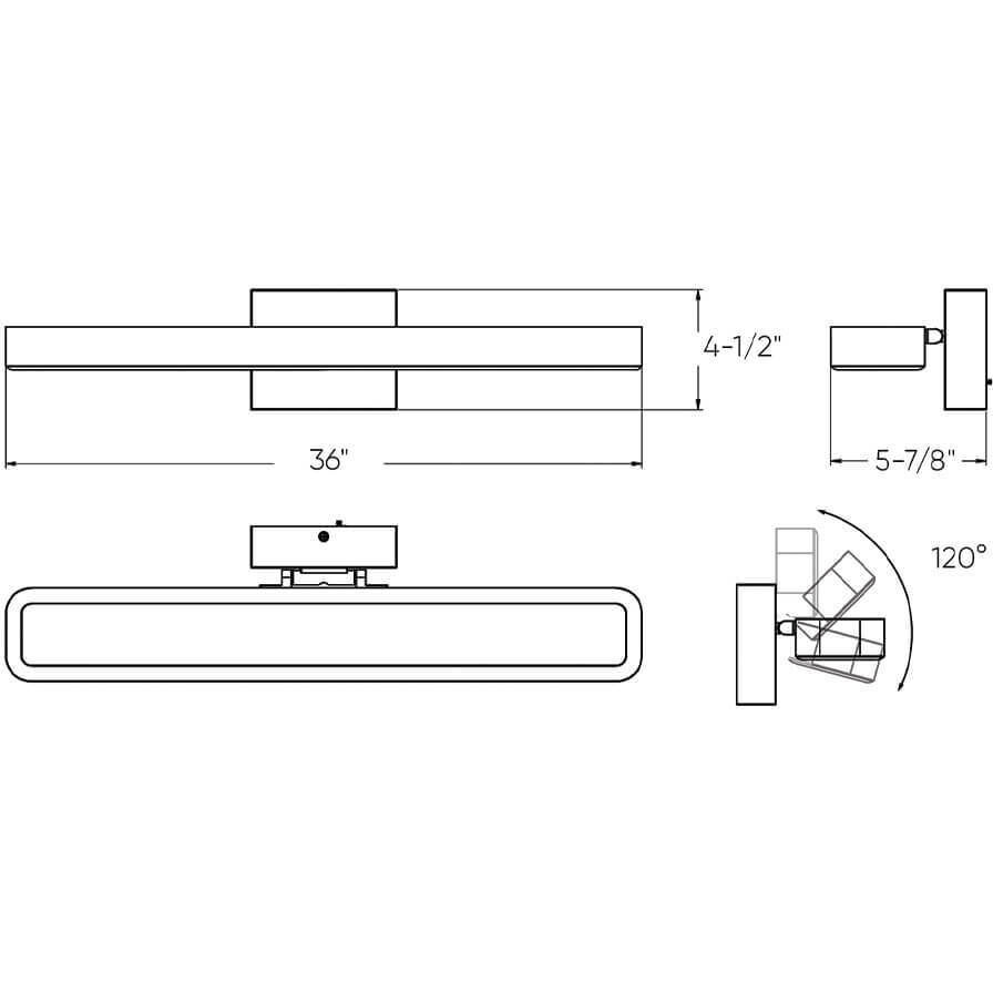 Aria 1 Light 36 inch Black Vanity Light Wall Light, Swivel
