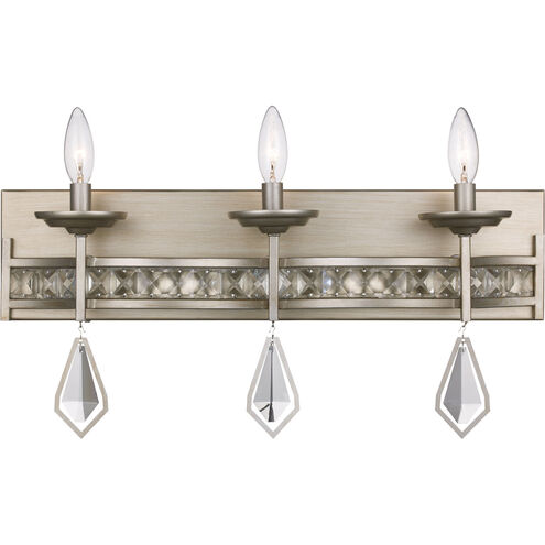 Eli 3 Light 23 inch Antique Silver Leaf Vanity Bar Wall Light