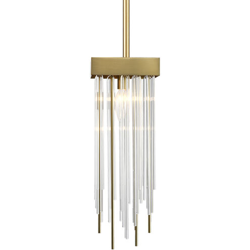 Waterfall 1 Light 5.88 inch Aged Brass Mini Pendant Ceiling Light