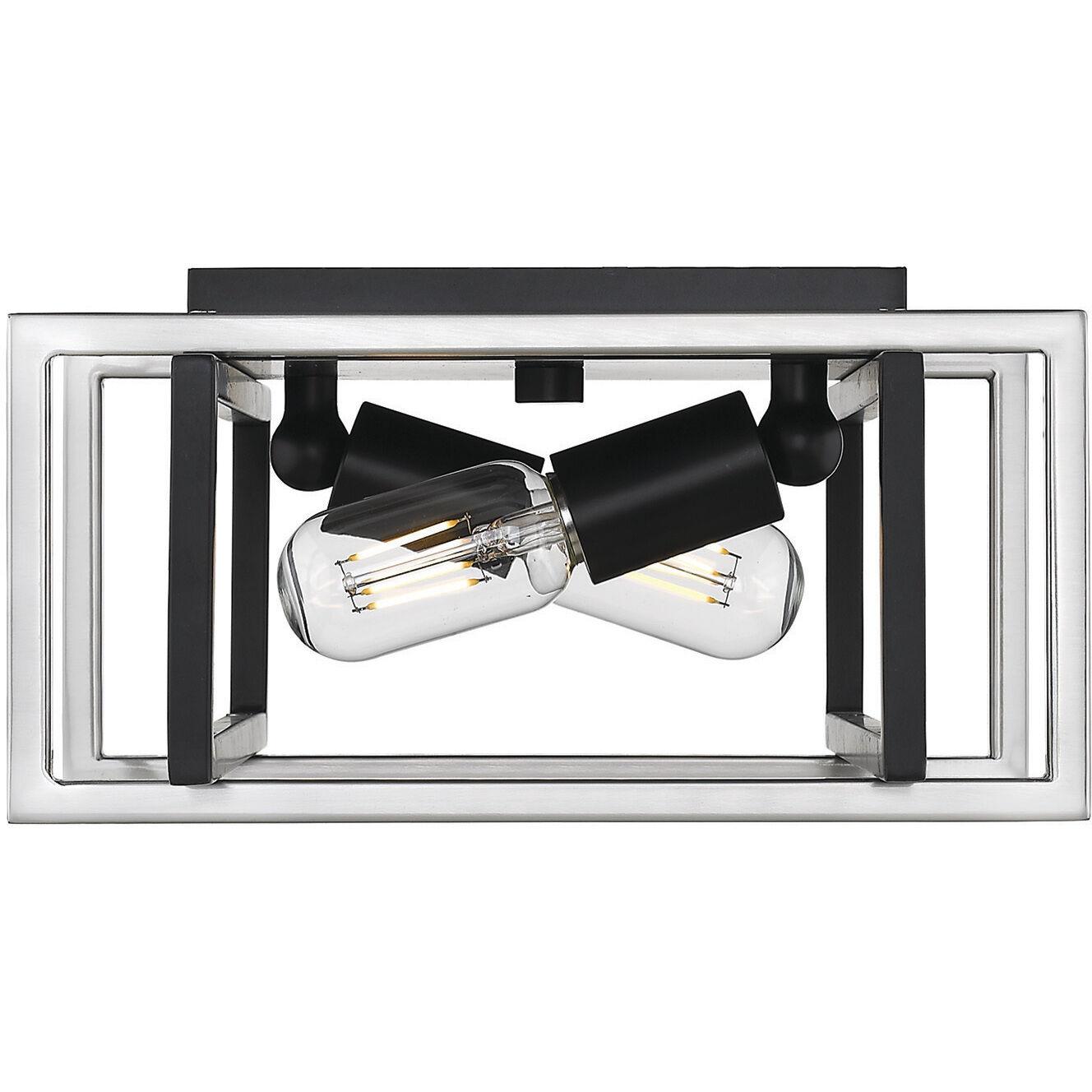 Tribeca 2 Light 11.5 inch Matte Black/Pewter Flush Mount Ceiling Light, Damp