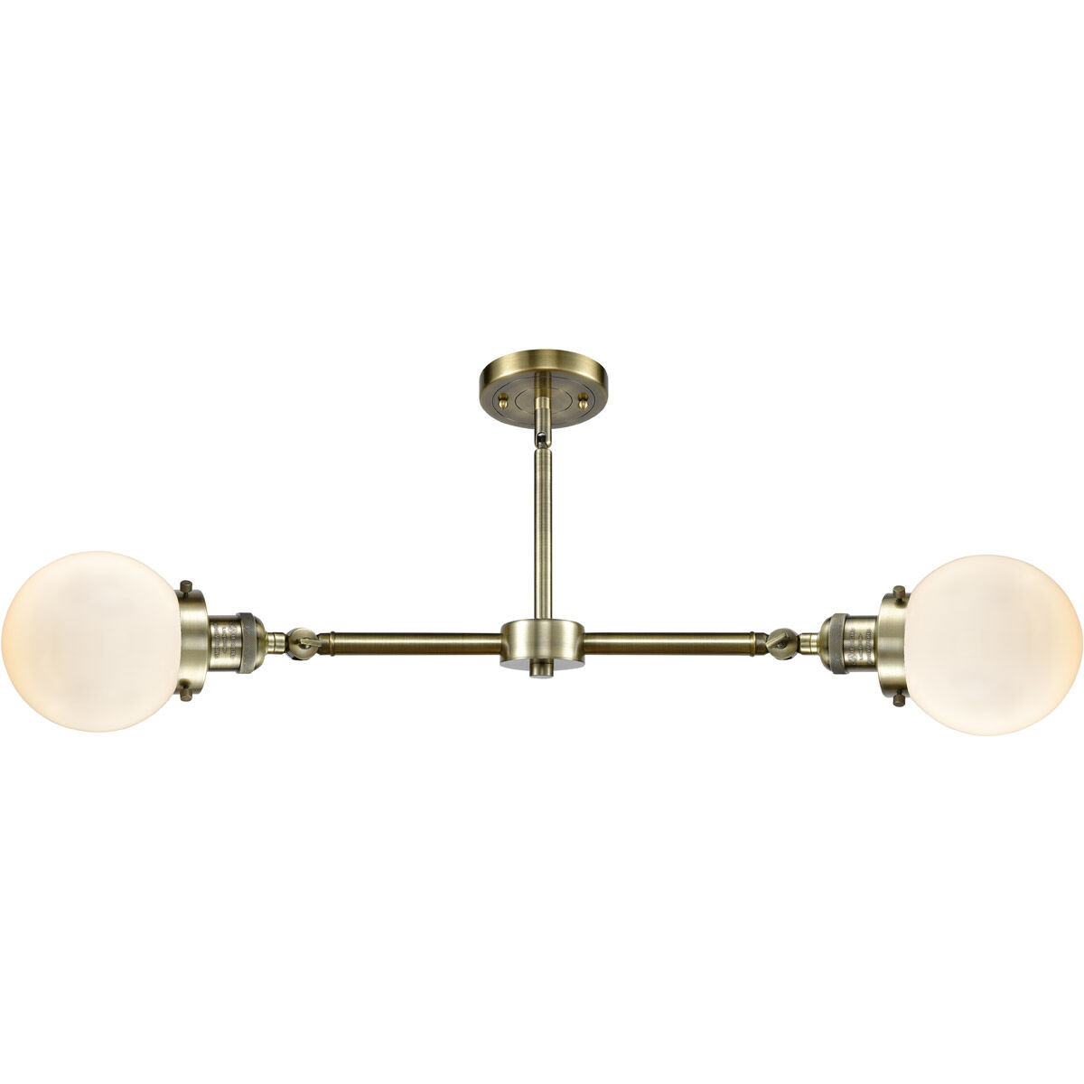 Franklin Restoration Beacon 2 Light 23 inch Antique Brass Chandelier Ceiling Light in Cased Matte White Glass, Franklin Restoration