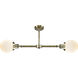 Franklin Restoration Beacon 2 Light 23 inch Antique Brass Chandelier Ceiling Light in Cased Matte White Glass, Franklin Restoration